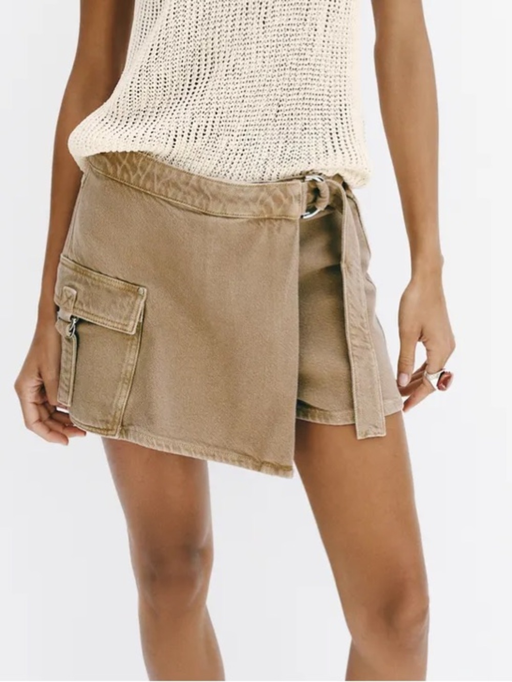 Zara Tan Wrap Cargo Skort